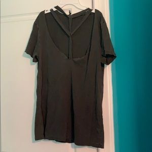 Grey oversized front detail tshirt